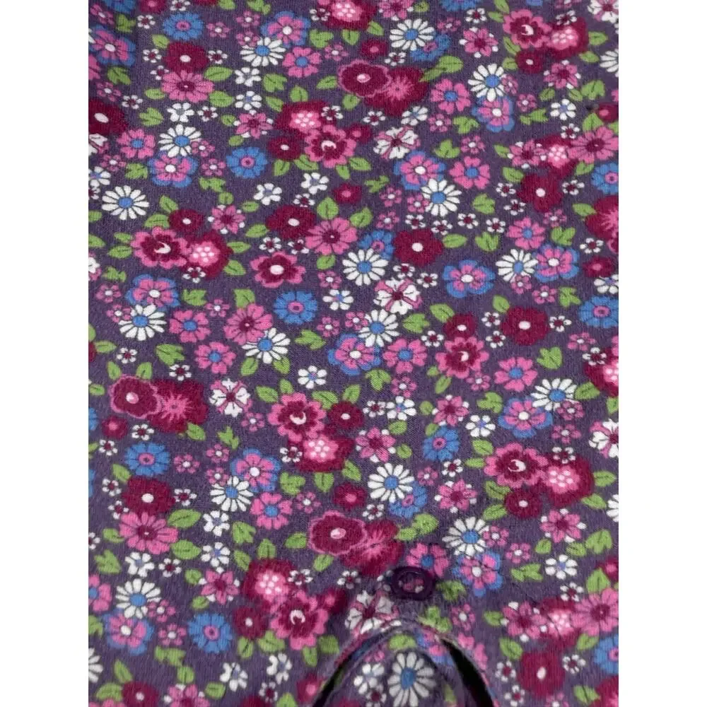 Kite Clothing Floral Organic Cotton Dungarees Romper Purple 12-18 Months
